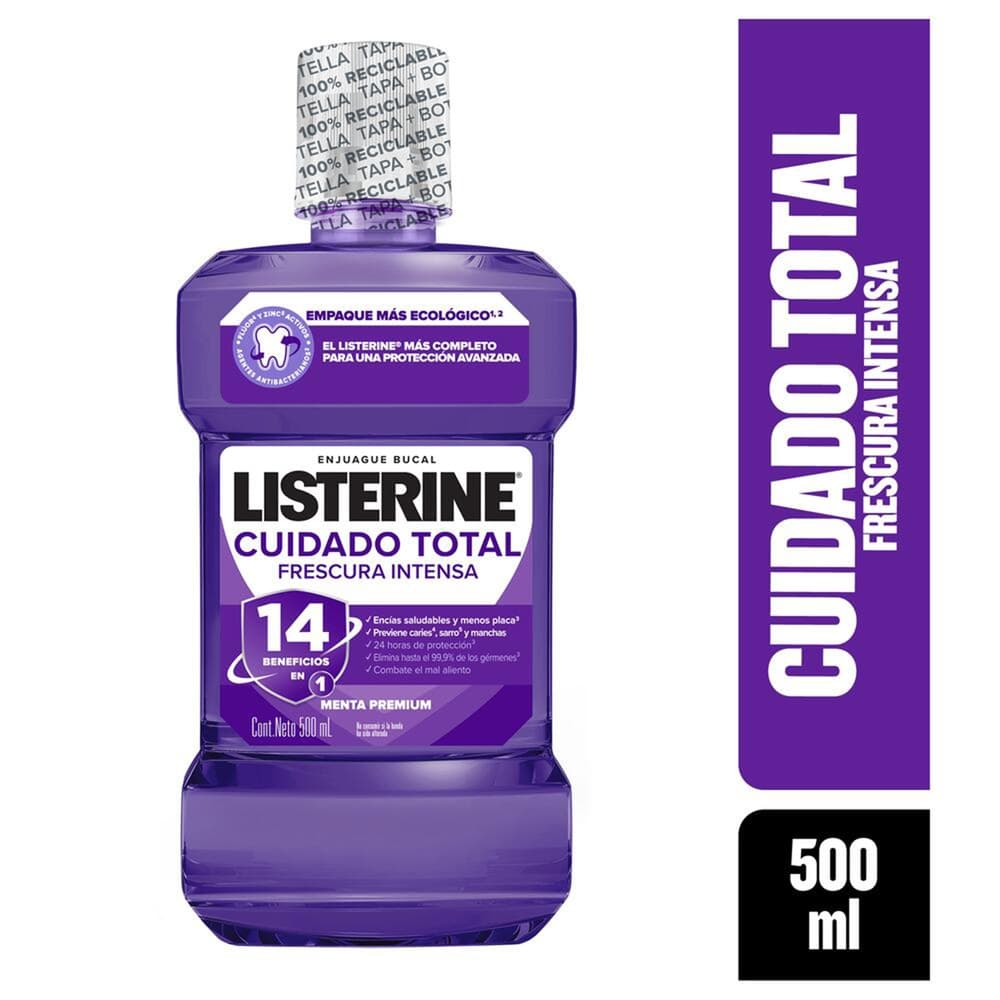 Enjuague Bucal Cuidado Total Líquido Listerine Frasco X 500Ml