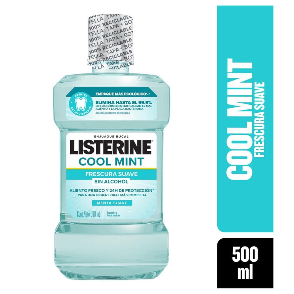 Enjuague Bucal Listerine Coolmint Frescura Suave Sin Alcohol 500Ml