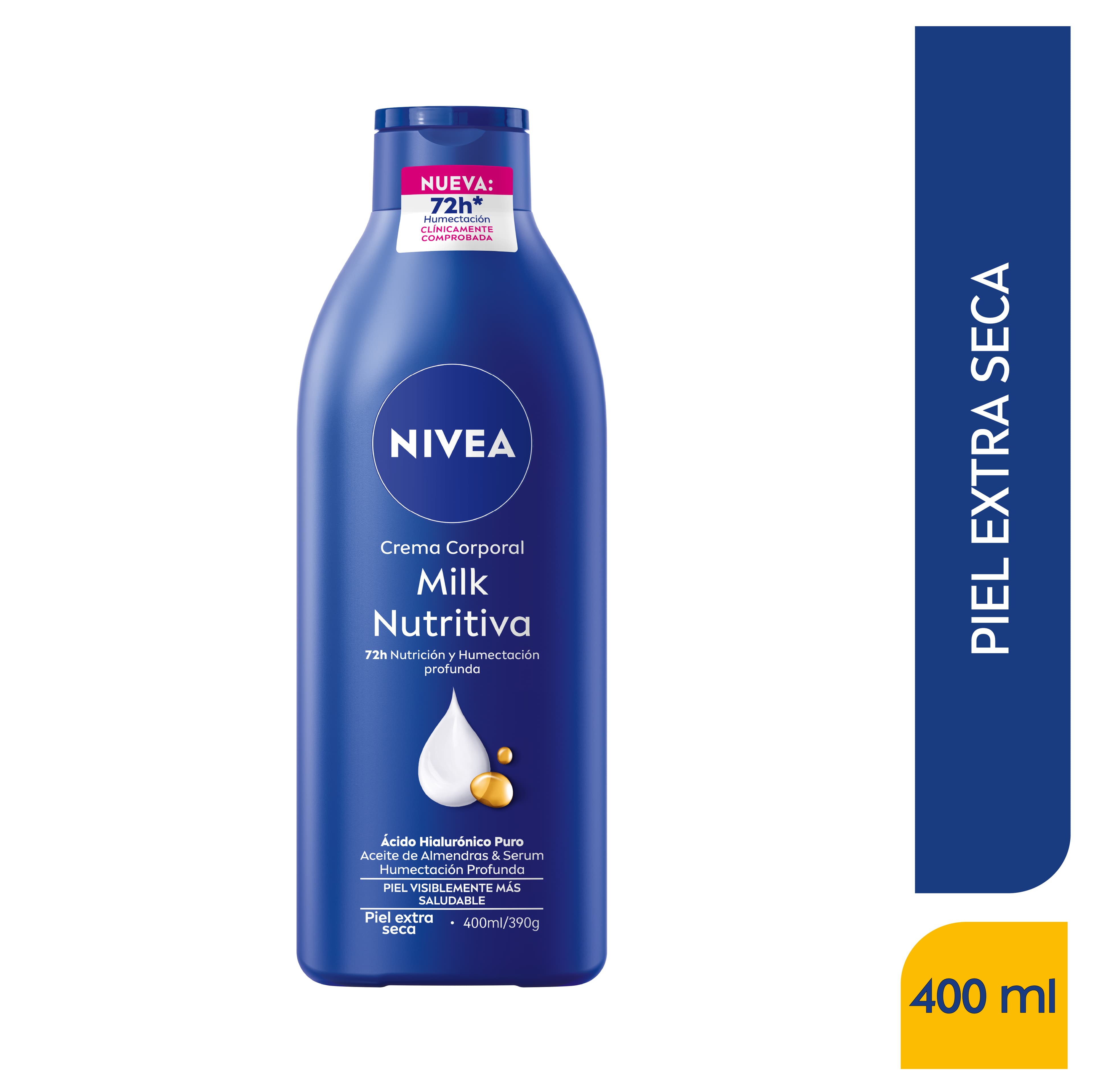 Crema Corporal Nutritiva Body Milk Nivea 72H Hidratación Frasco 400 Ml