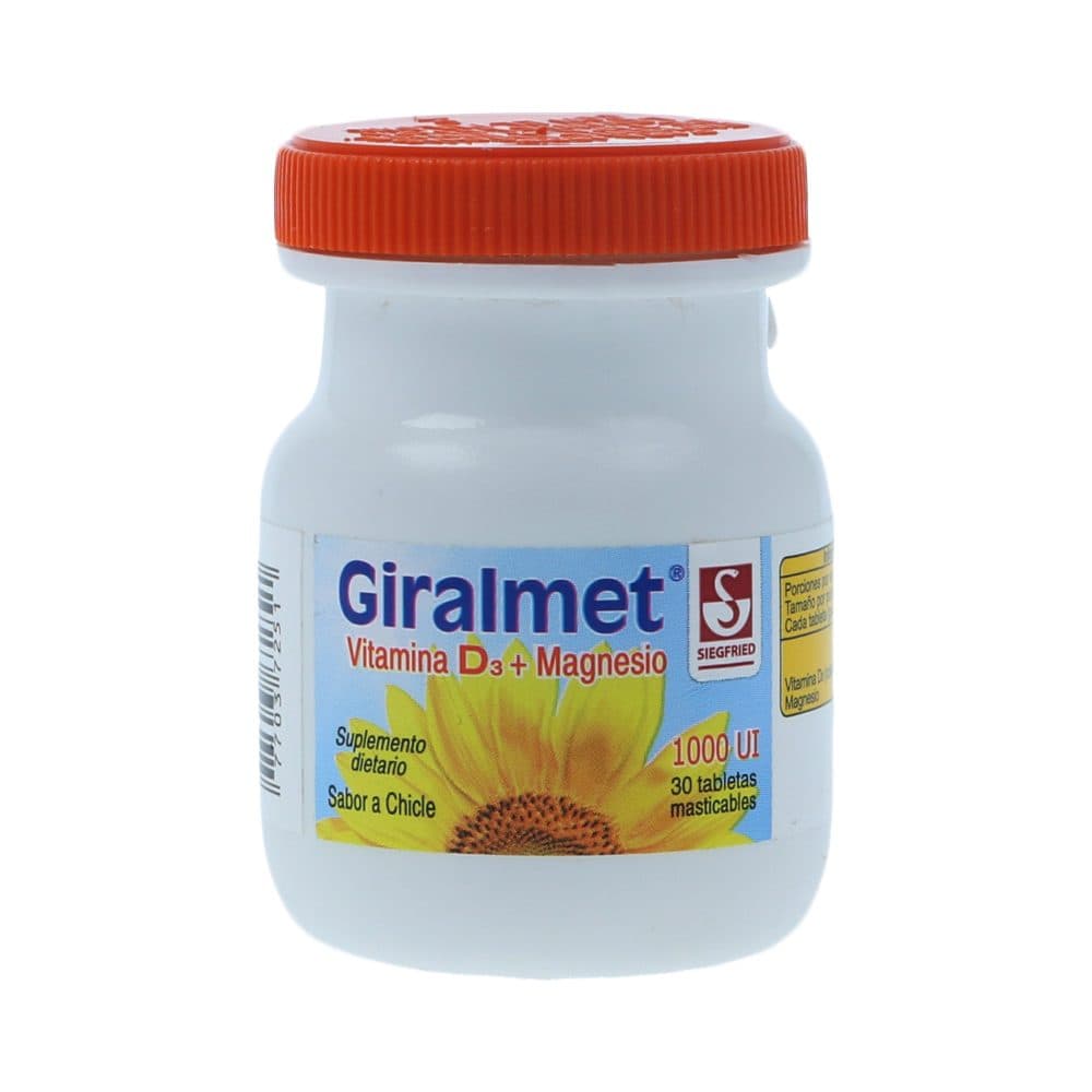 Giralmet Vitamina D 1000 Ui Con Magnesio Frasco X 30 Tabletas Masticables