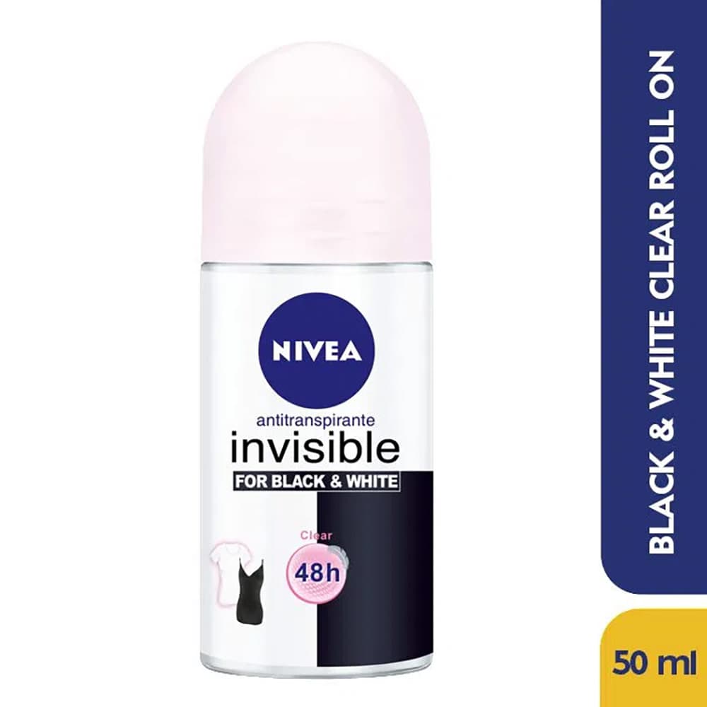 Desodorante Roll On Nivea Invisible Black & White Clear Frasco 50 Ml
