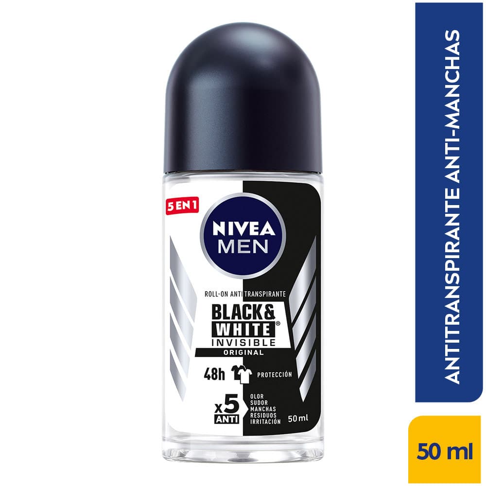 Desodorante Roll On Nivea Invisible Black & White Power Hombre Frasco 50 Ml