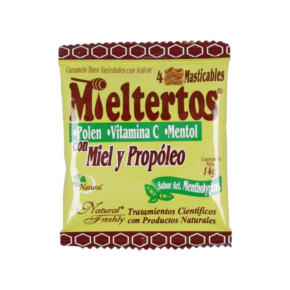 Mieltertos Con Miel Y Propóleo Sobre Individual X 4 Pastillas Masticables