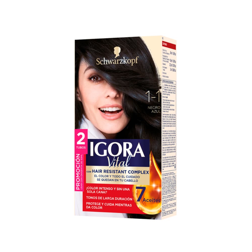 Tinte Igora Vital 1-1 Negro  X 2 Tubos