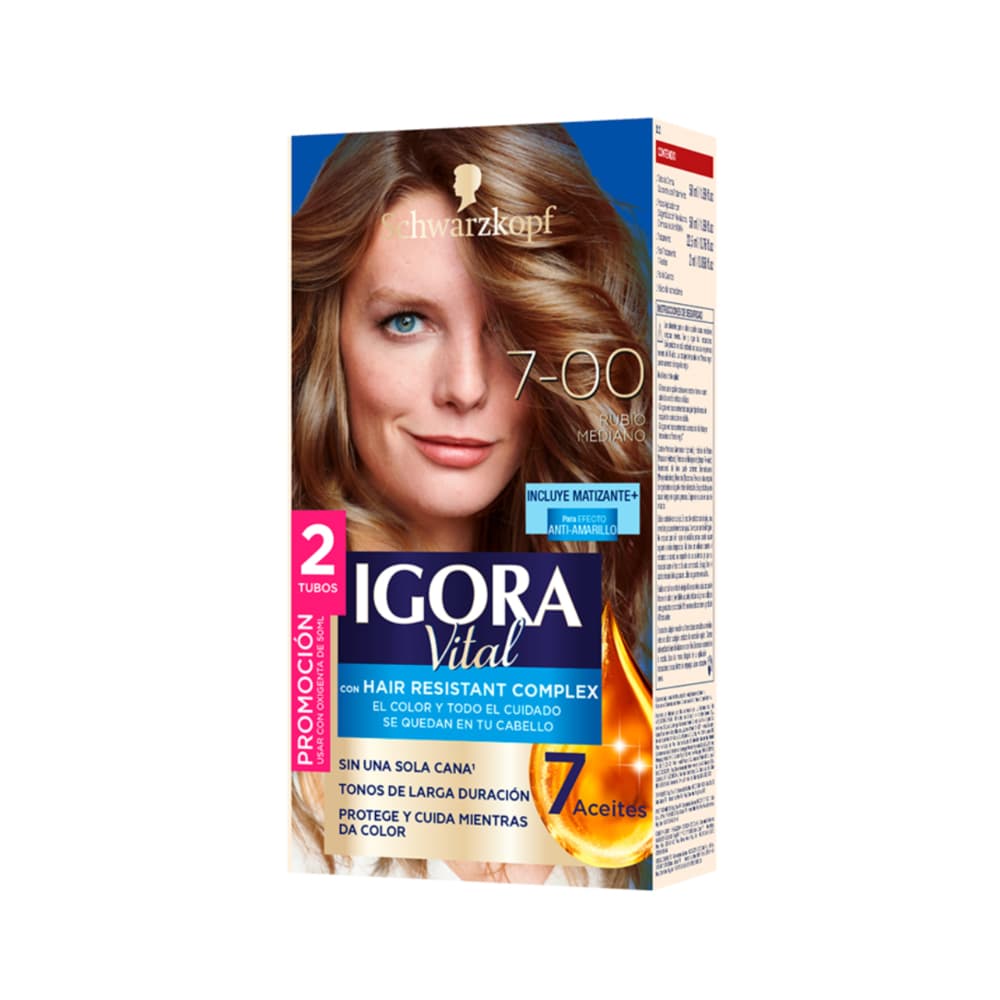 Tinte Igora Vital 7-00 Rubio Mediano X 2 Tubos