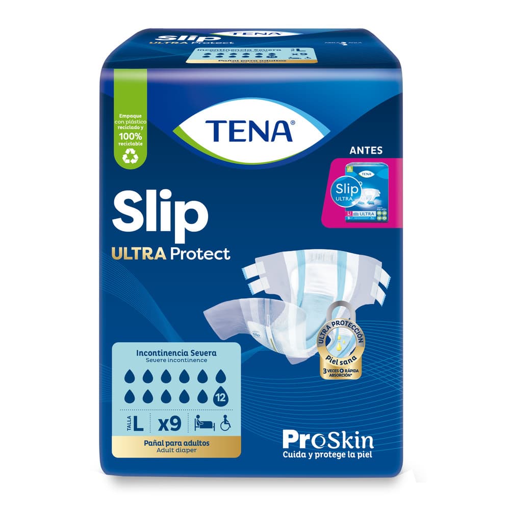 Tena Slip Pega-Despega Incontinencia Severa Talla L Paquete X 9