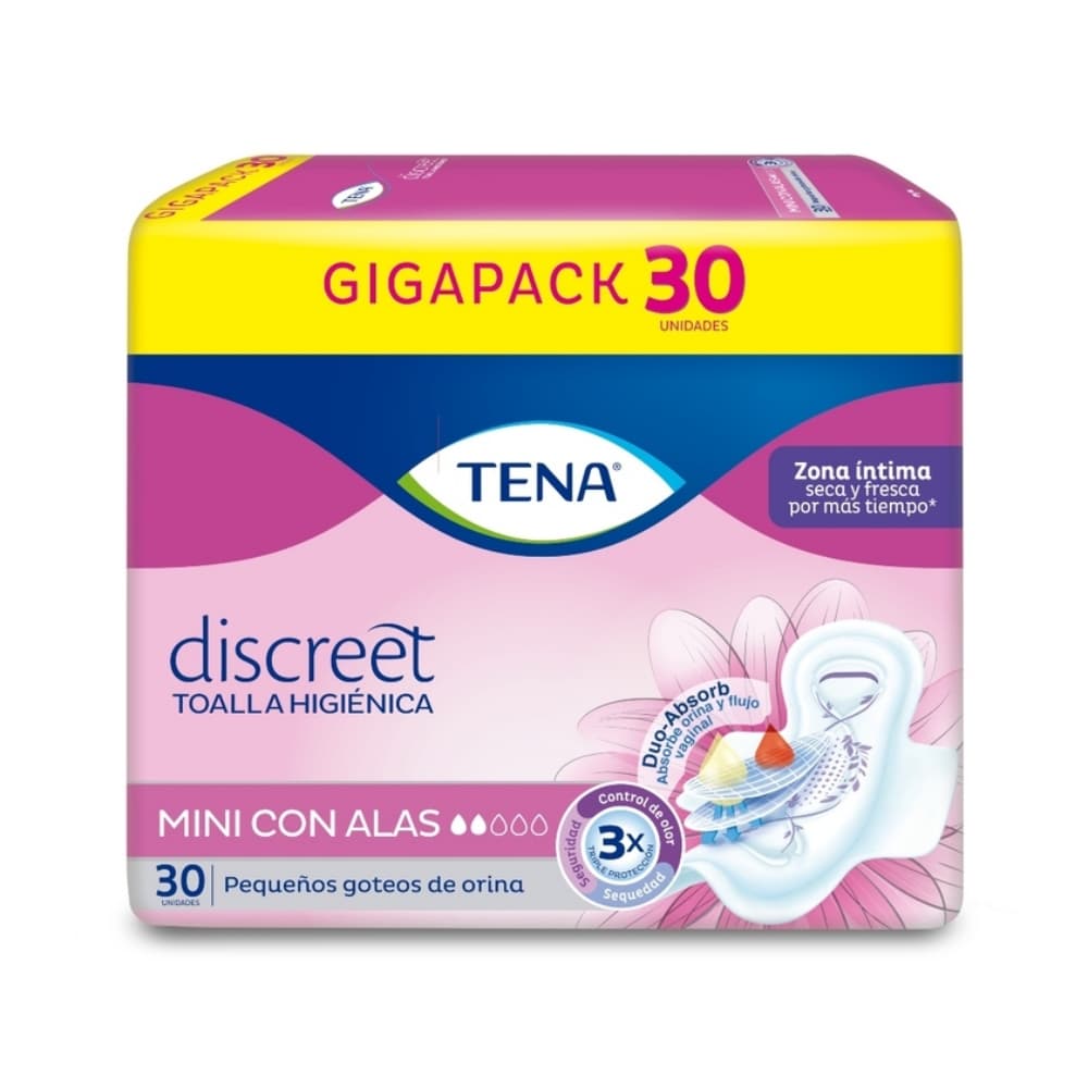 Toalla Mujer Mini Delgada Tena Paquete X 30