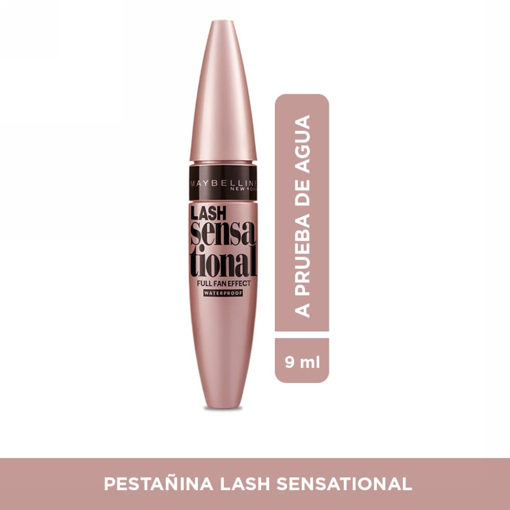 Máscara De Pestañas Maybelline Lash Sensational Very Black A Prueba De Agua 9 Ml