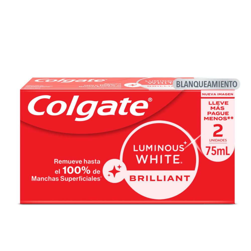 Crema Dental Luminous White Econo Pack Caja X 2 Tubo X 75 Ml