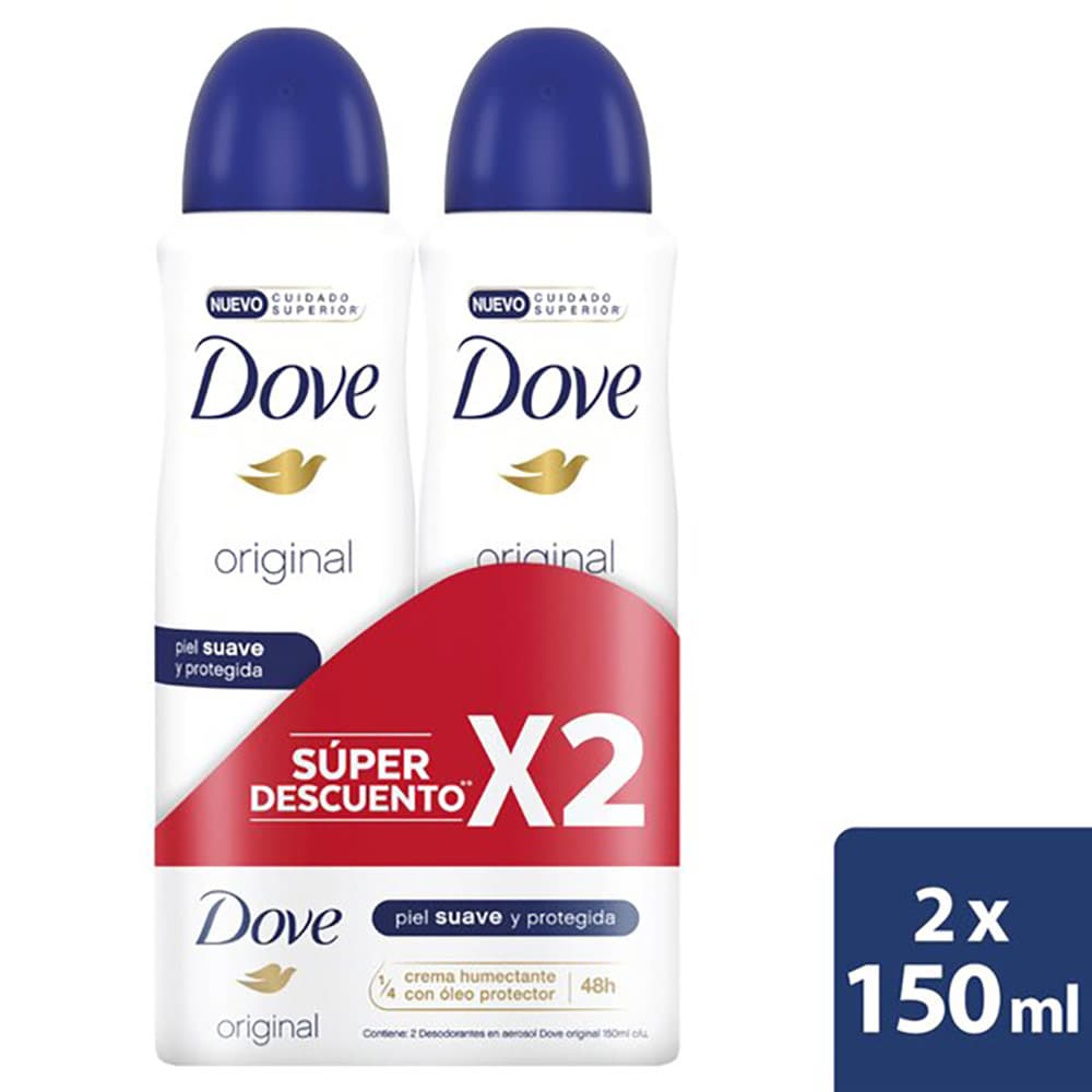 Promo Antitranspirante Dermoaclarant Aerosol Dove 150 Ml Paquete X 2