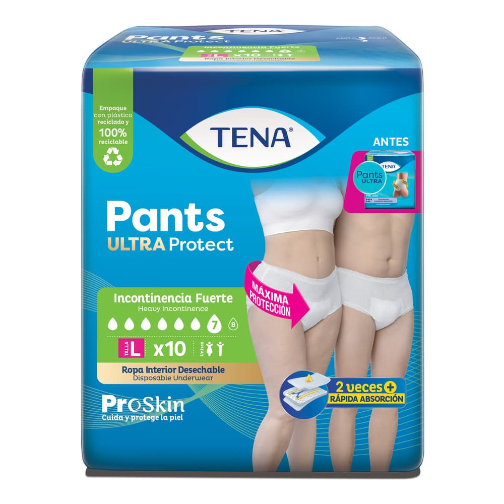 Tena Pants Ultra Talla L Paquete X 10 Pañales.