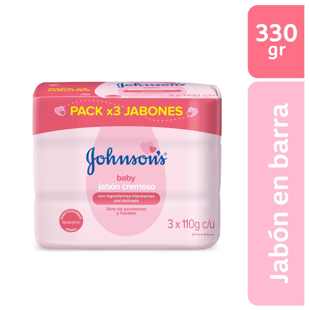 Jabon Cremoso Jhonsons Baby Paquete X 3Barra X 110 G