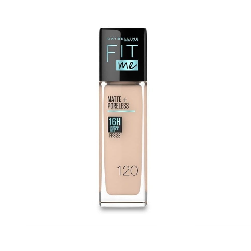 Base Líquida Maybelline Fit Me Matte + Poreless Acabado Mate Tono 120 Classic Ivory 30 Ml