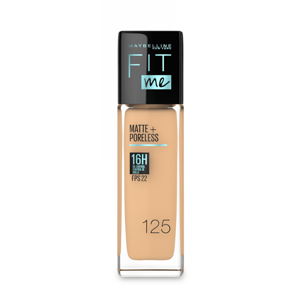 Base Líquida Maybelline Fit Me Matte + Poreless Acabado Mate Tono 125 Nude Beige 30 Ml