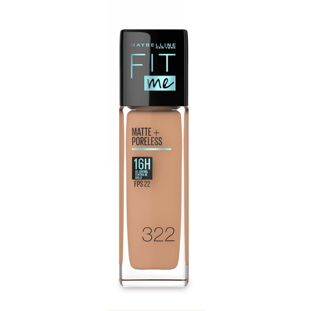 Base Líquida Maybelline Fit Me Matte + Poreless Acabado Mate Tono 322 Warm Honey 30 Ml