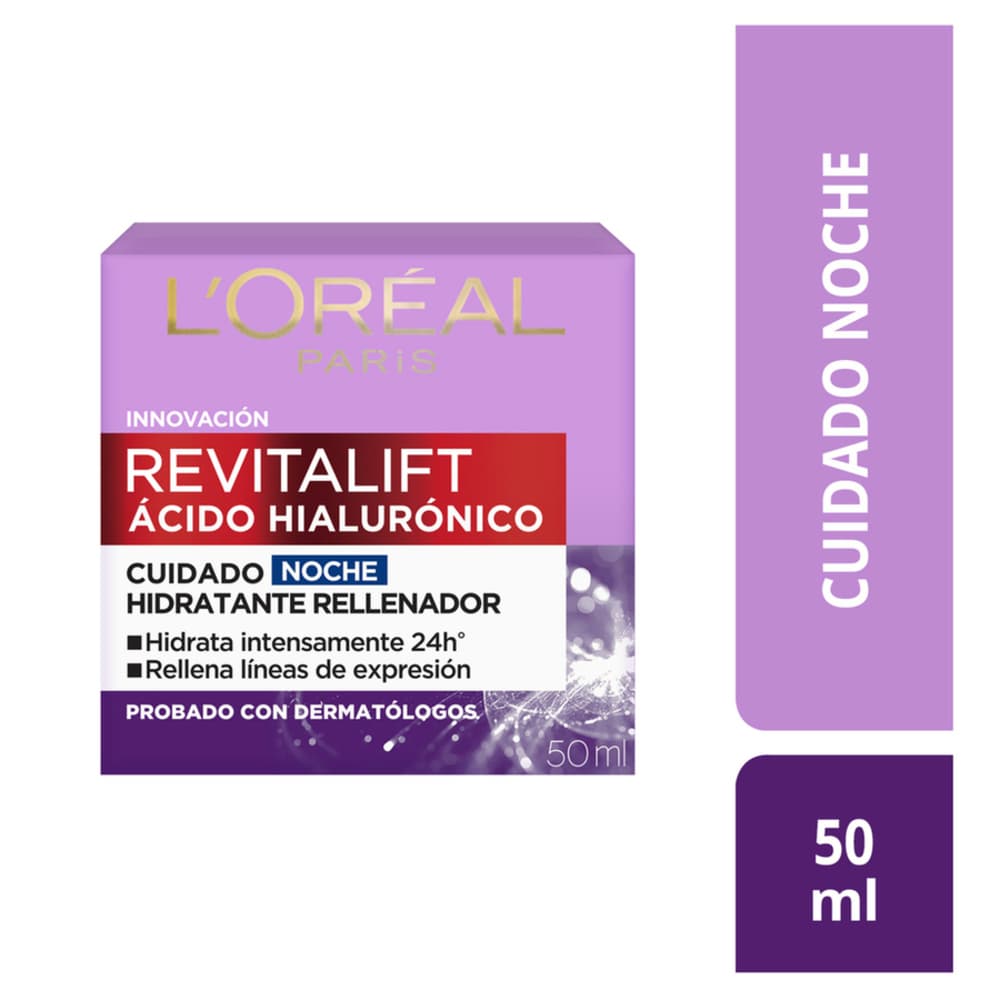 Crema Facial Hidratante Noche L'Oréal París Revitalift Ácido Hialurónico 50Ml