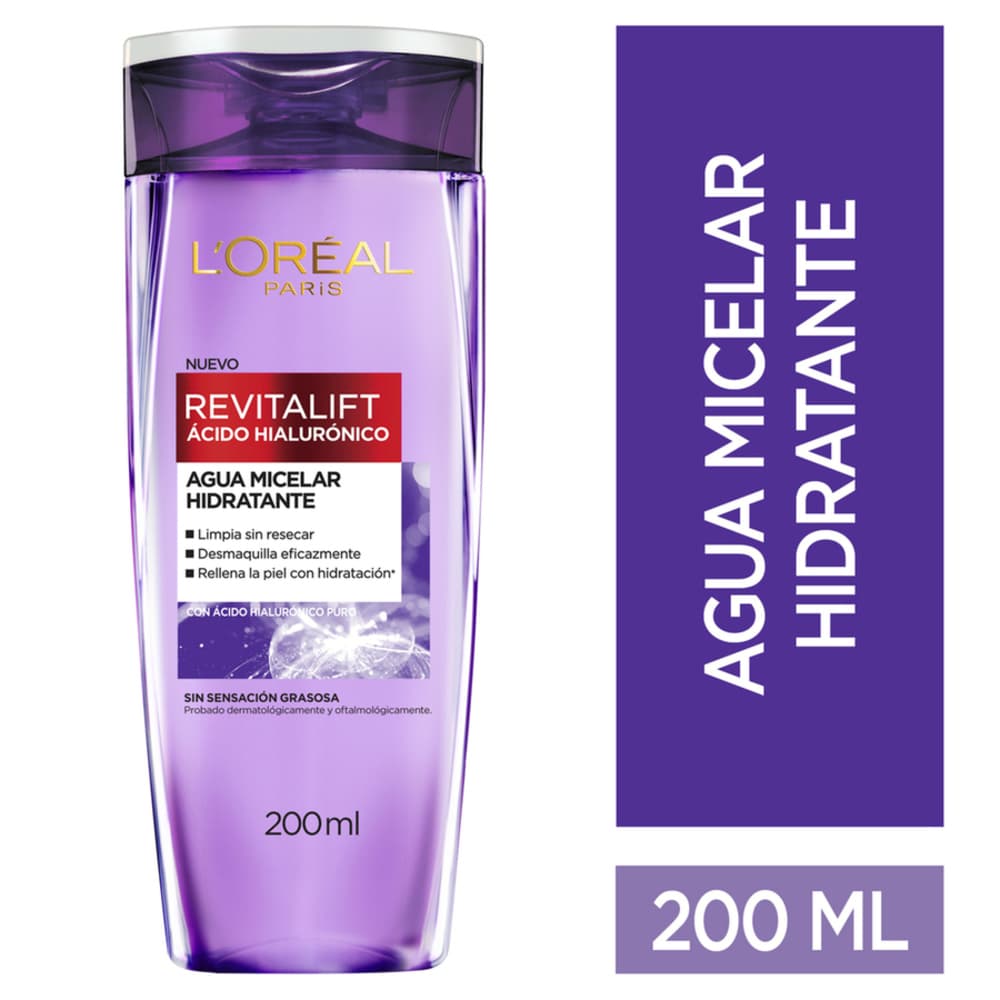 Agua Micelar Hidratante L'Oréal París Revitalift Ácido Hialurónico 200Ml