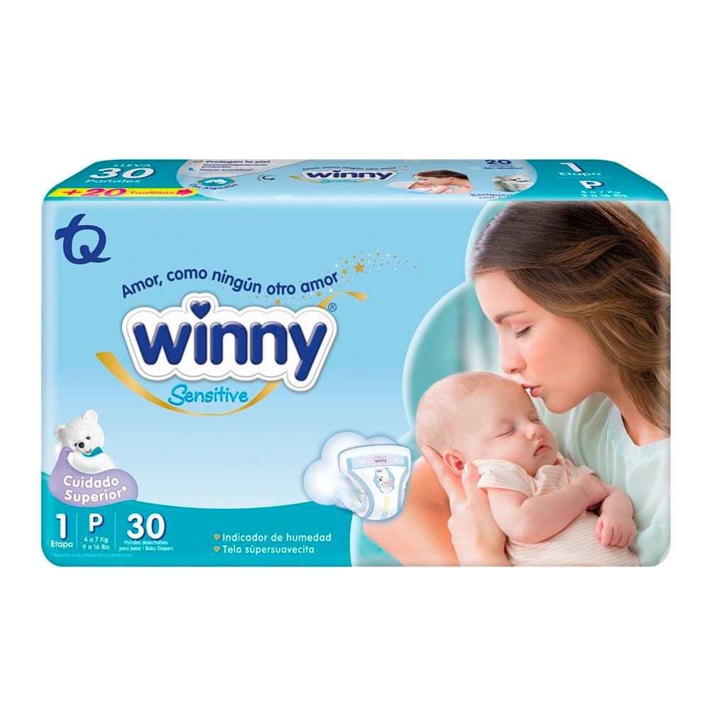 Pañal Winny Sensitive Etapa 1 - P Paquete X 30