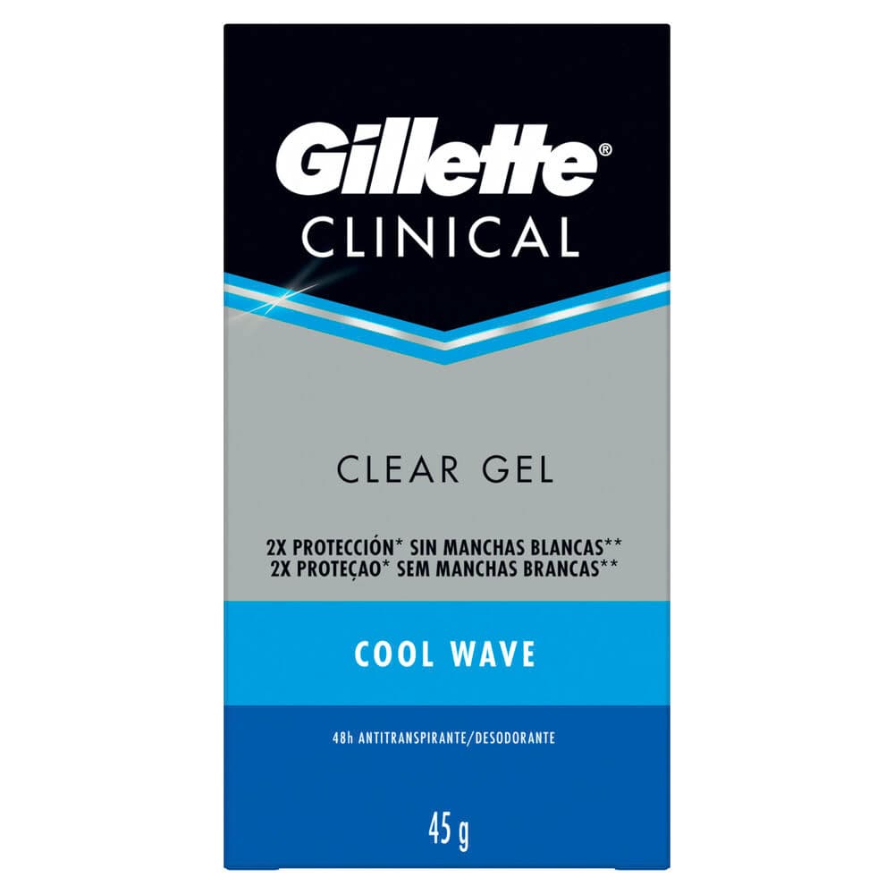 Desodorante Clear Gel Gillette Clinical Frasco X 45Gr Cool Wave