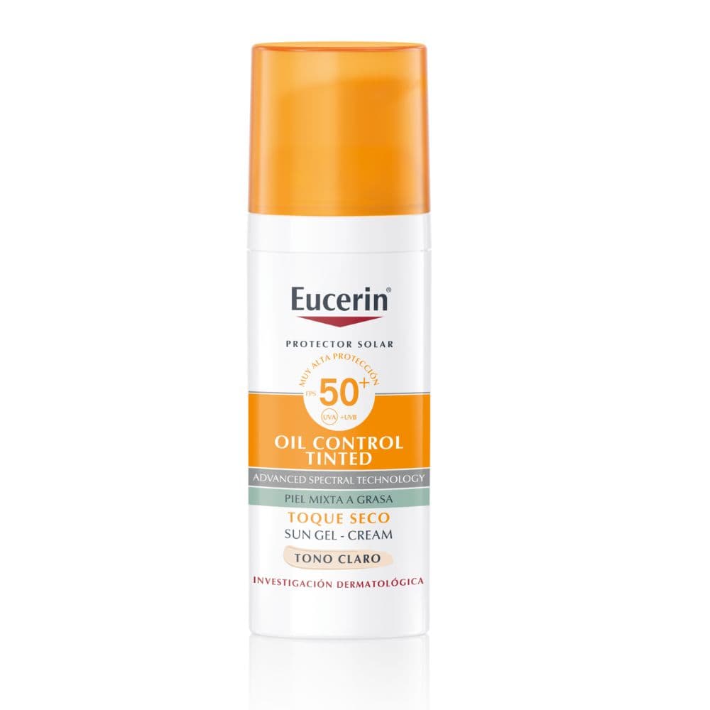Protector Solar Facial Con Color Eucerin Oil Control Tono Claro Anti-Brillo Frasco 50 Ml