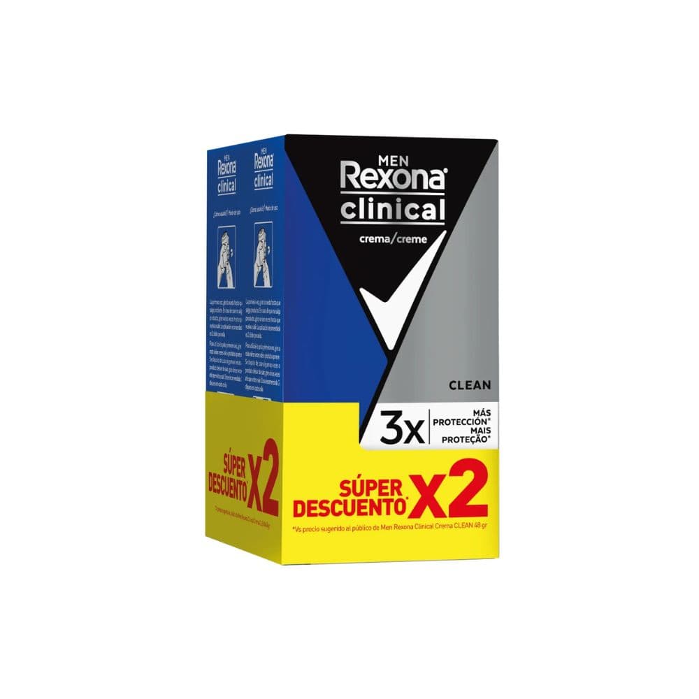Desodorante Rexona Clinical Hombre Paquete X 2Barra X48Gr