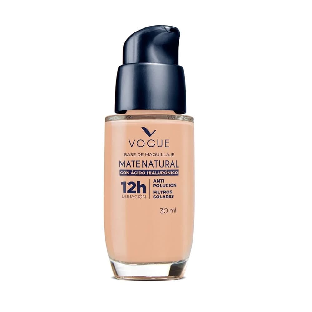 Base De Maquillaje Mate Natural Vogue Con Ácido Hialurónico Tono Natural 30Ml
