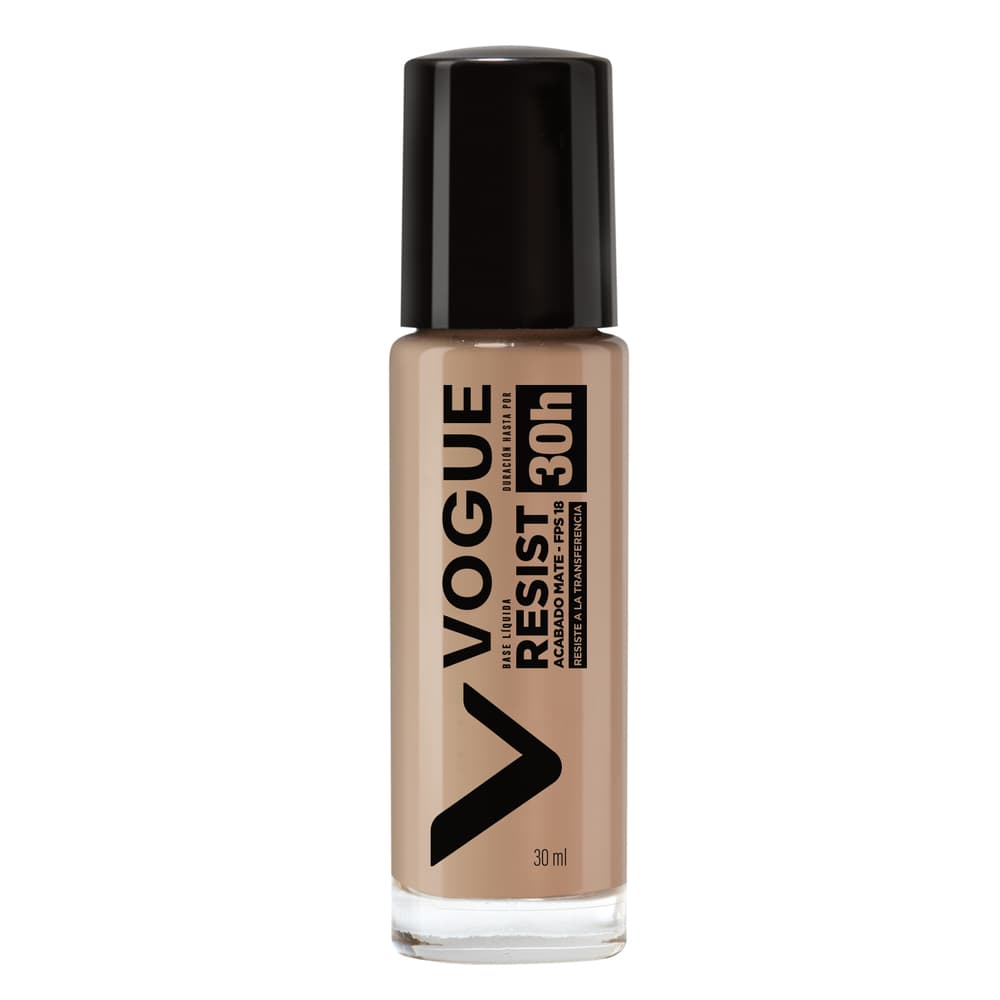 Base De Maquillaje Líquida Vogue Resist Acabado Mate Tono Capuccino 12 X30Ml