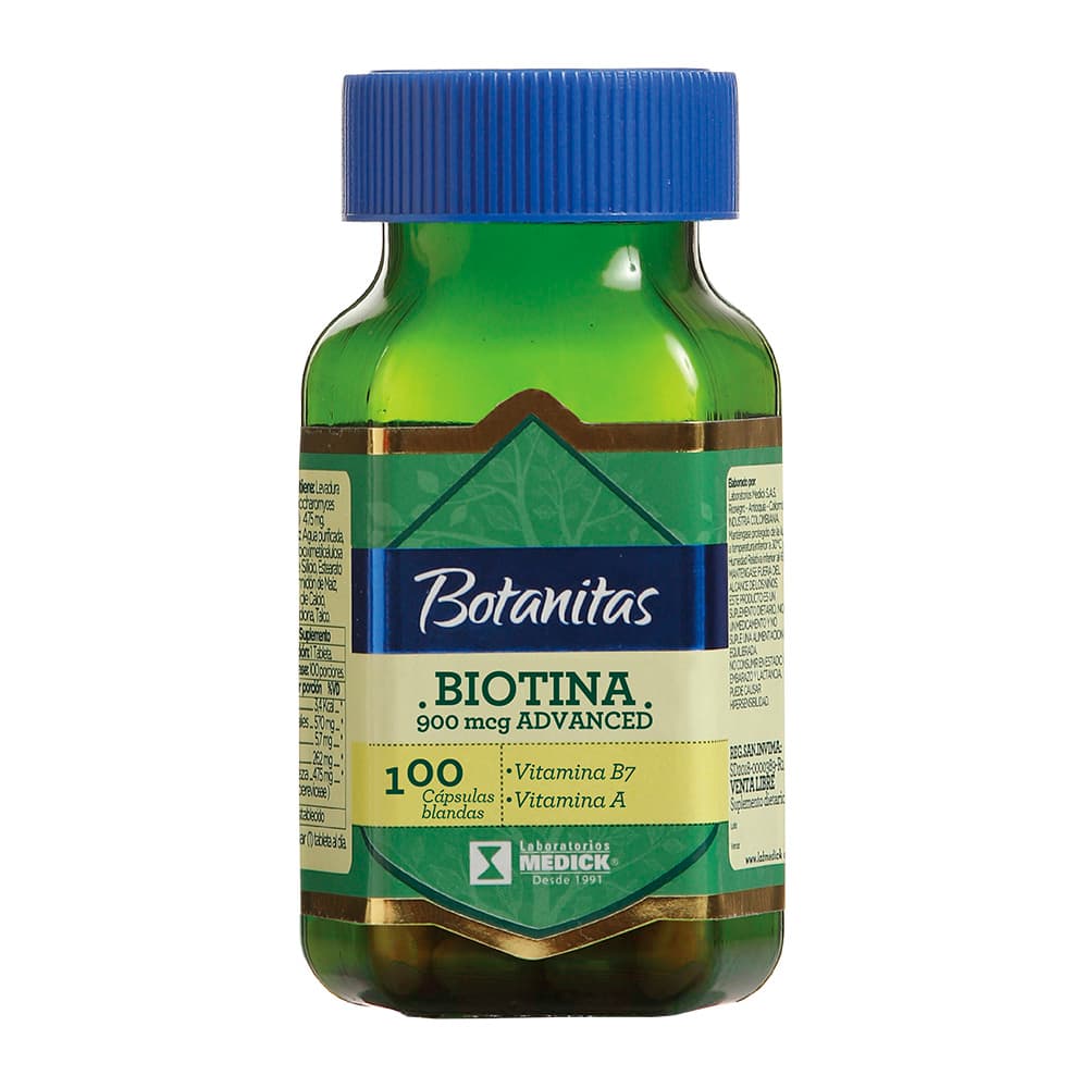 Biotina Advanced Botanitas Vitamina B7, A 900Mcg Capsula Blanda Frasco X 100