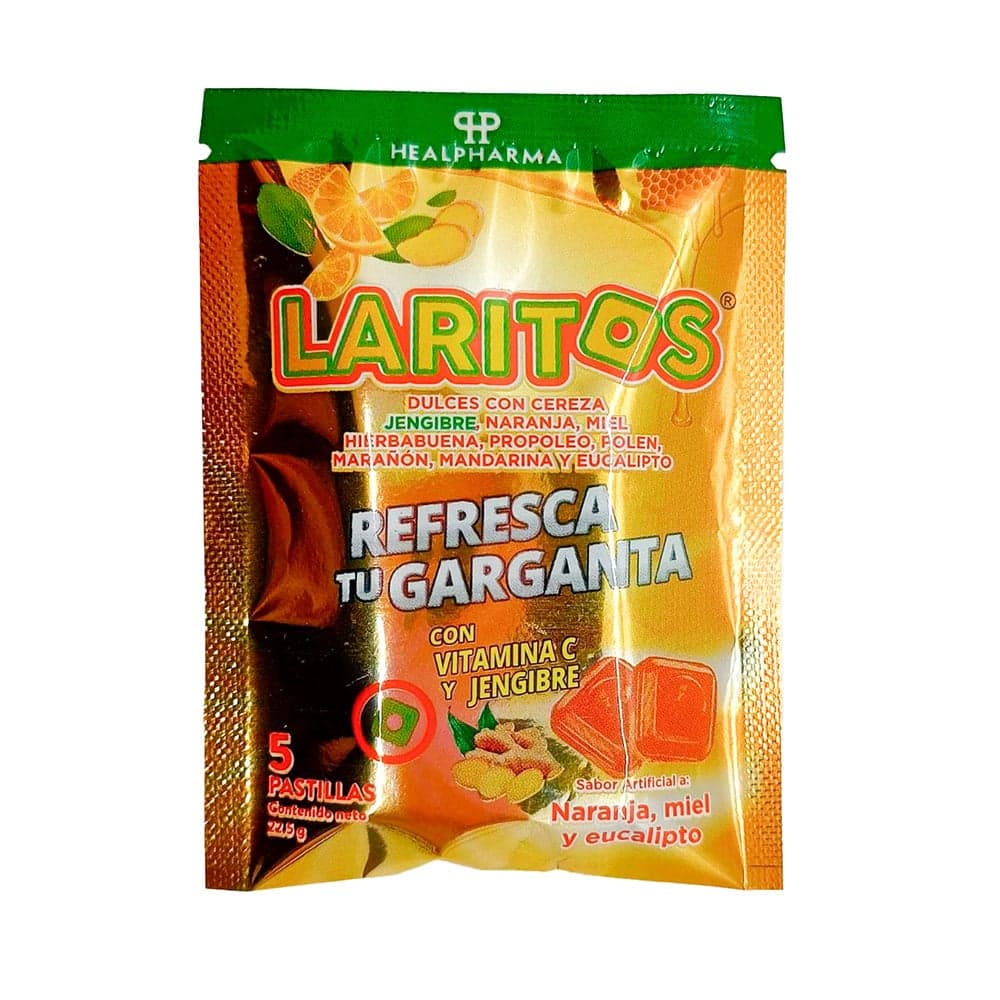 Laritos Naranja Miel Sobre X 5 Pastillas X 22,5Gr