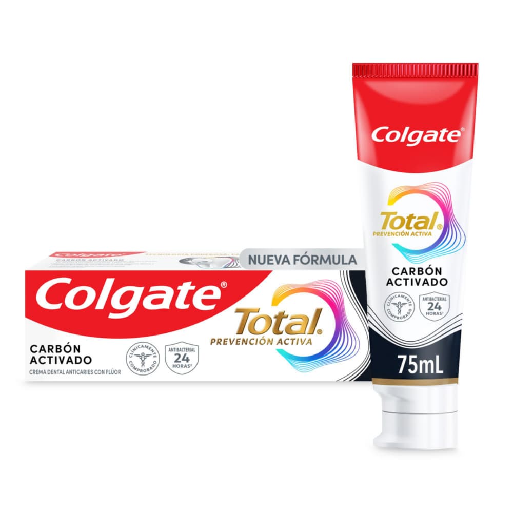 Crema Dental Colgate Total Carbón Prevención Activa 75Ml