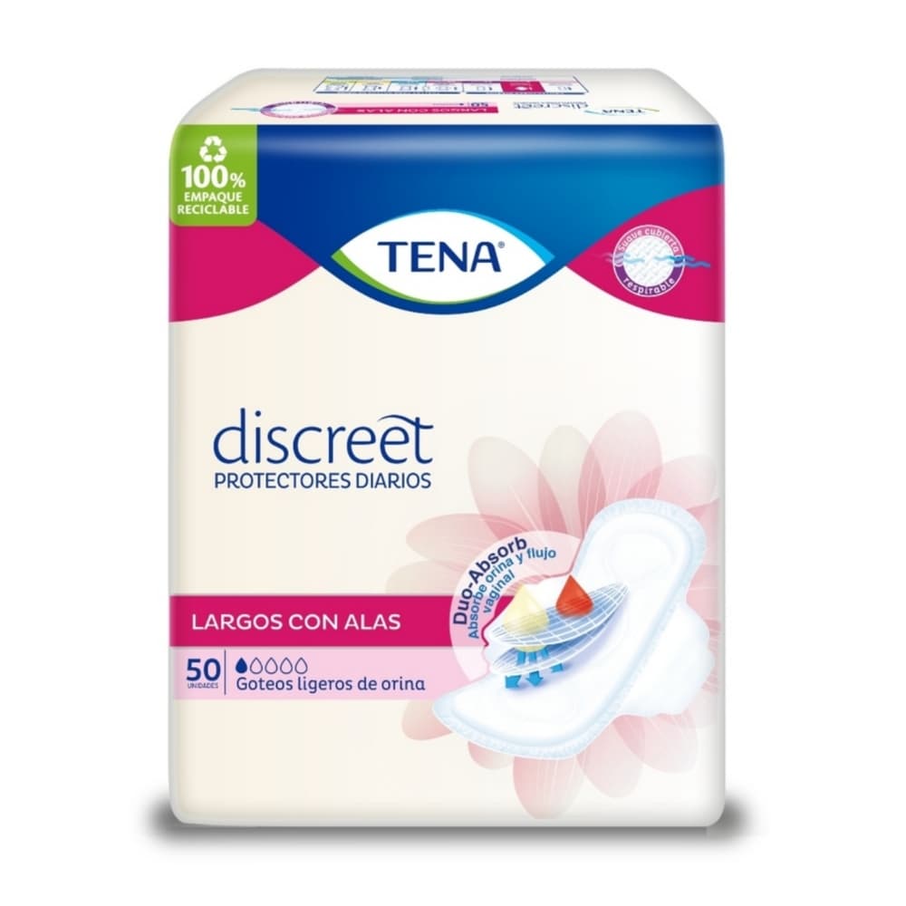 Protectores Largos Con Alas Tena Paquete X 50