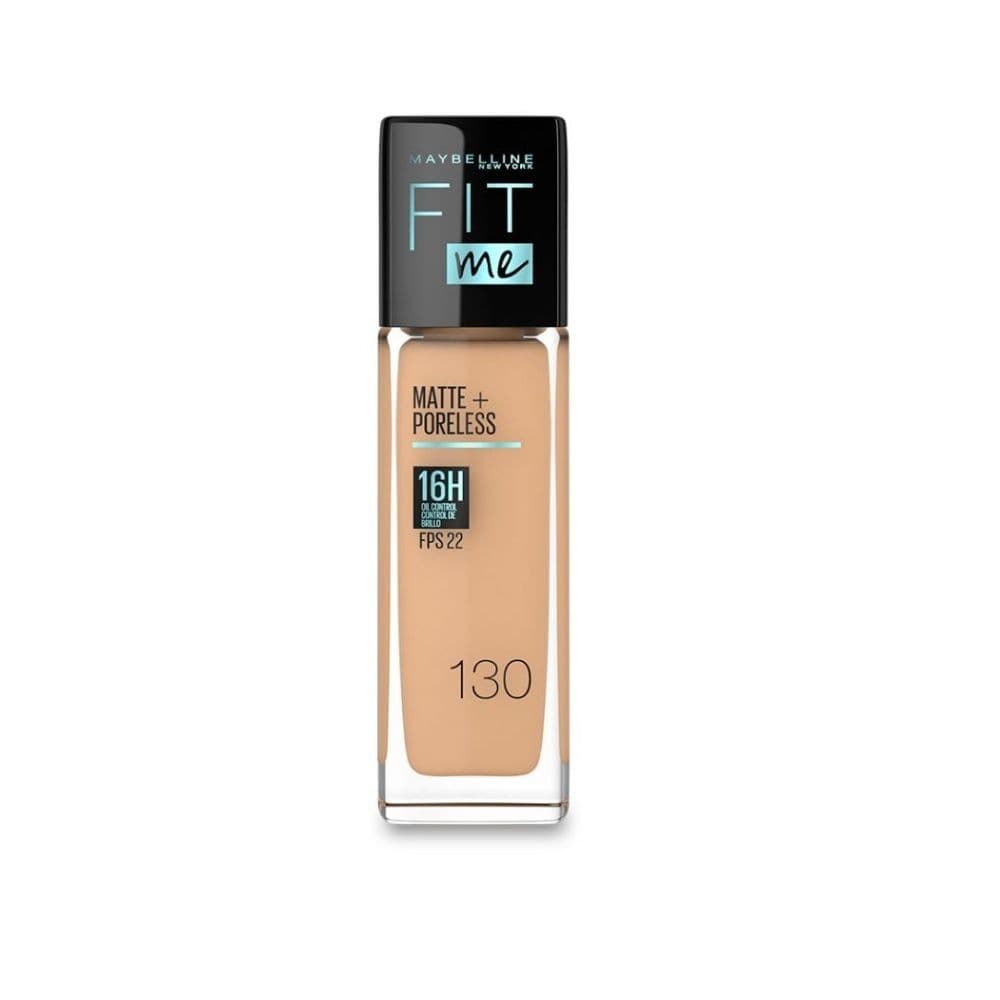 Base Líquida Maybelline Fit Me Matte + Poreless Acabado Mate Tono 130 Buff Beige 30 Ml
