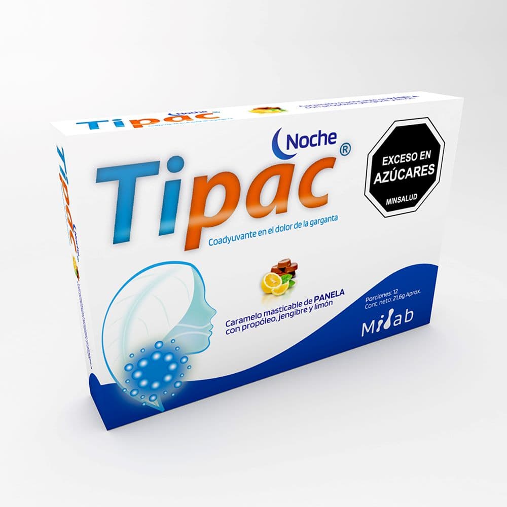 Tipac Noche Carmelo Masticable De Panela Con Propóleo, Jengibre Y Limón Caja X 12 Caramelos