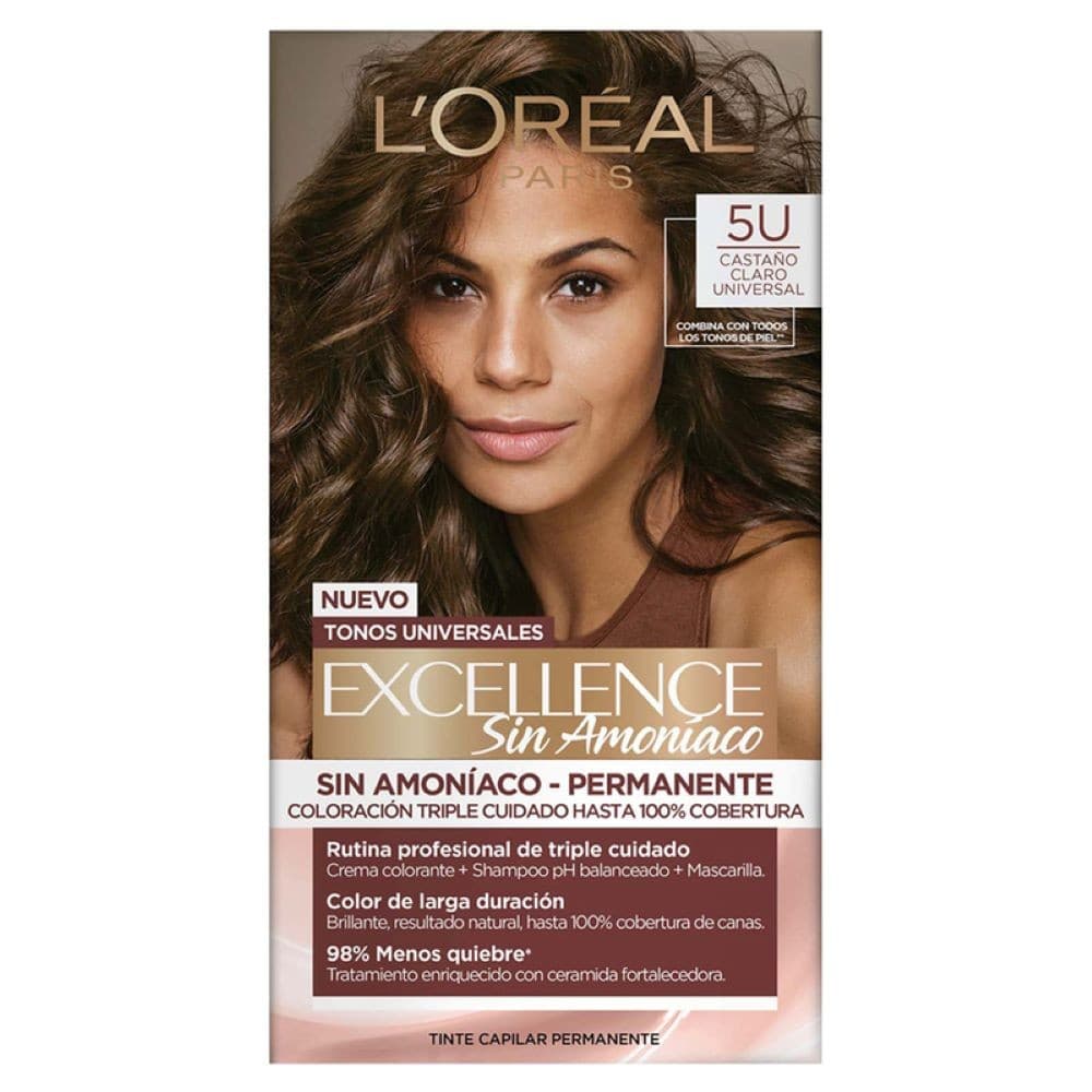 Tinte Capilar Loreal Paris 5U Excellence Sin Amoniaco Tubo Por 45Gr Castano Claro