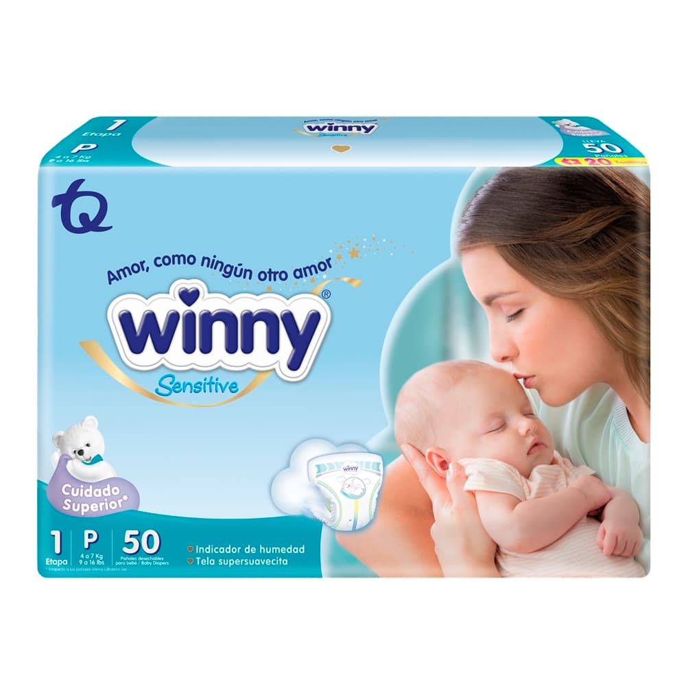 Promo Pañal+Toallitas Winny Sensitive Etapa 1 Paq X 50 Pañales+20Toallitas