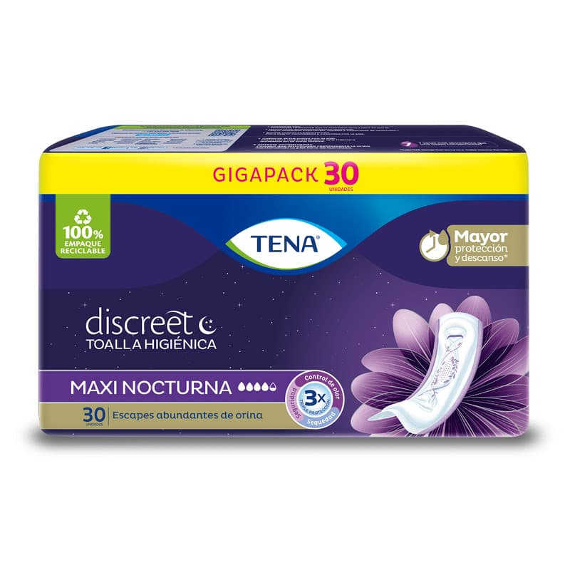 Toalla Higienica Discreet Tena Maxi Nocturna Gigapack Paquete X 30