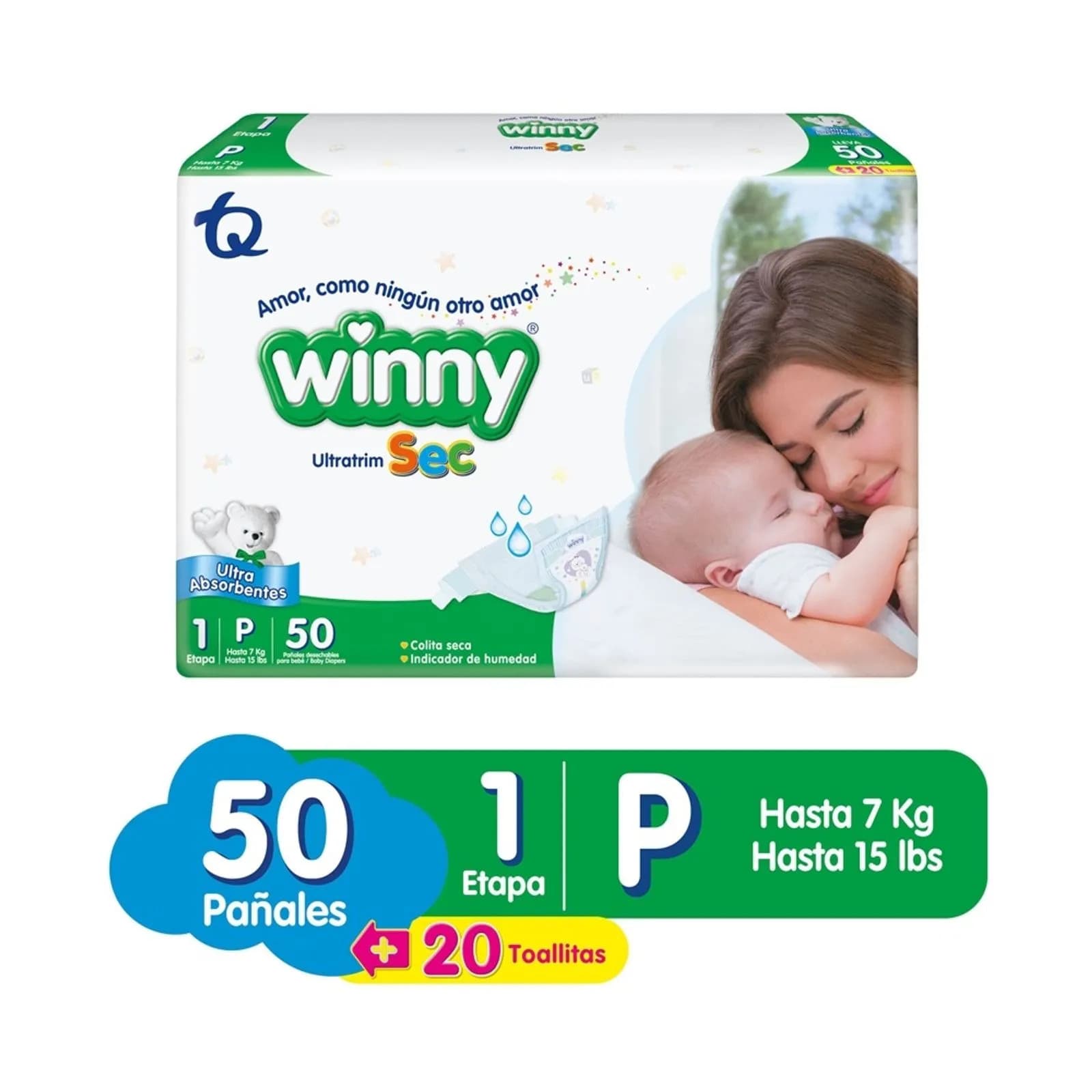 Promo Pañal+Toallitas Winny Ultratrim Sec Etapa 1 Paquete X 50 Pañales+20Toallitas