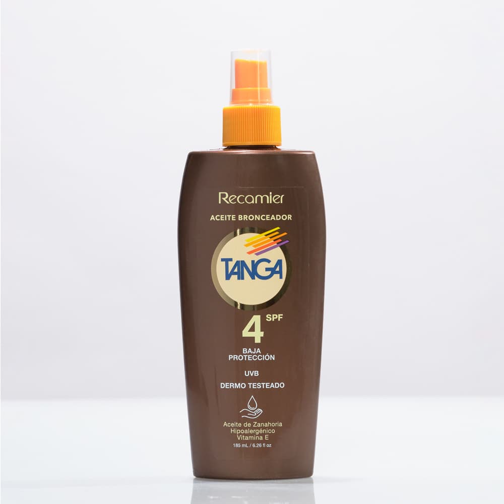 Aceite Bronceador Tanga Spf4 Dermotesteado Frasco X 185Ml