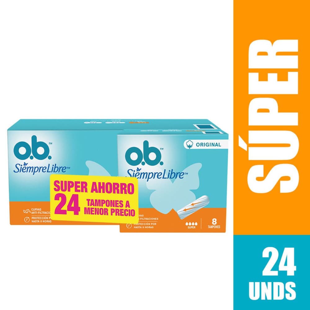 Promo Tampones Ob Original Siempre Libre Paquete X1Cajax16+1Cajax8