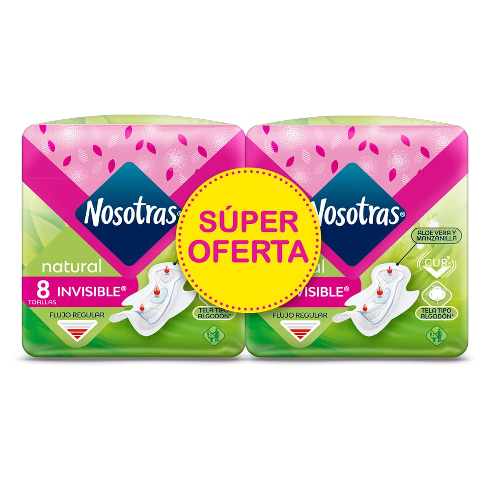 Promo X 2 Toallas Nosotras Natural Invisible Paquete X 8
