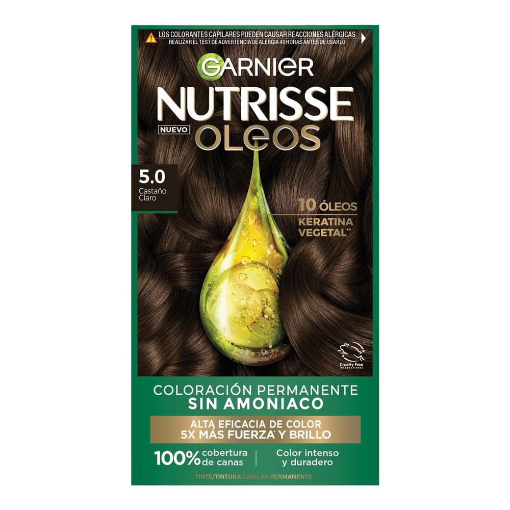 Tintura Garnier Nutrisse Oleos Tono 5.0 Castaño Claro Sin Amoniaco
