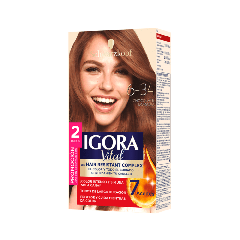 Tinte Igora Vital 6-34  Chocolate Dorado X 2 Tubos