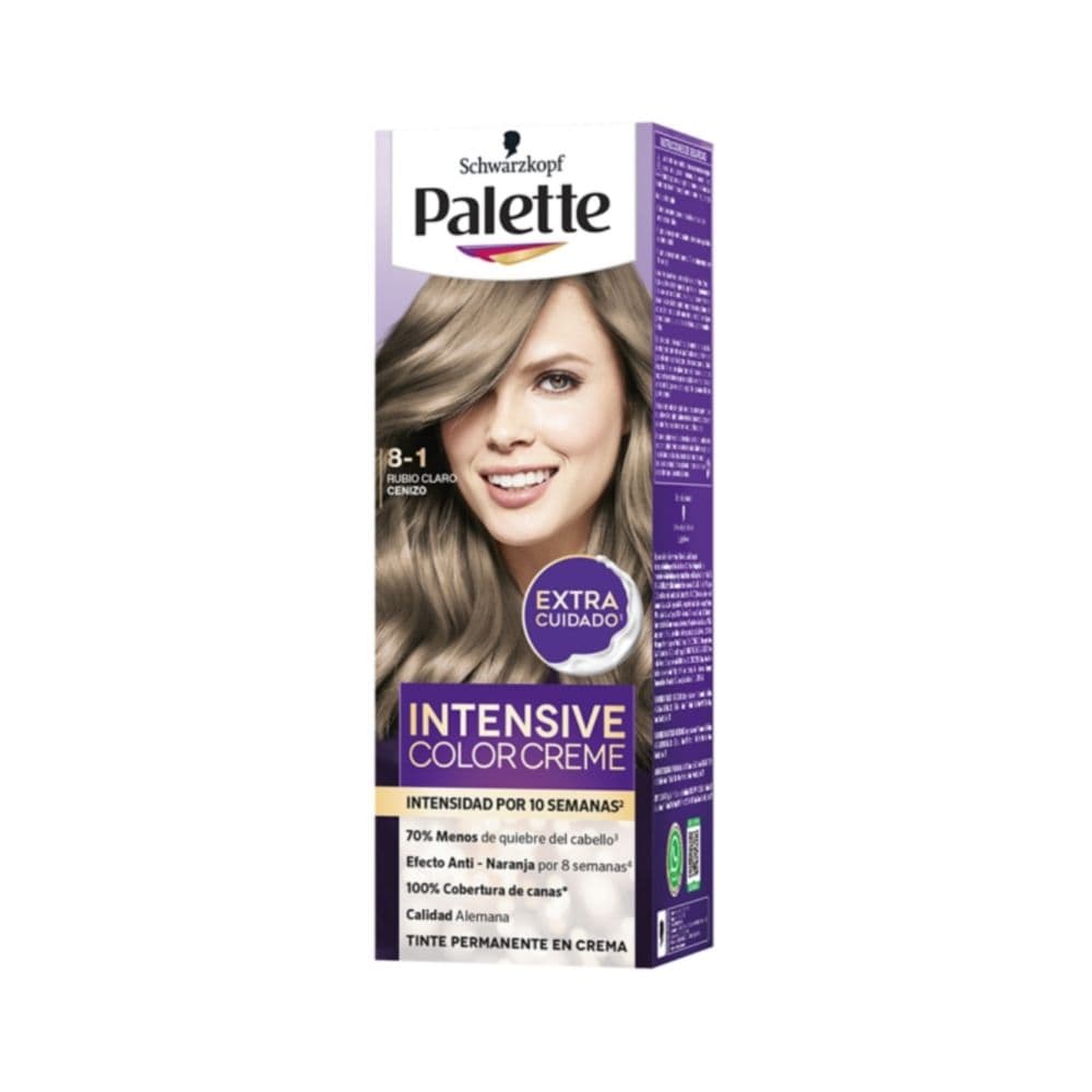 Tinte Palette Color Creme 8-1 Rubio Claro Cenizo X 1 Tubo