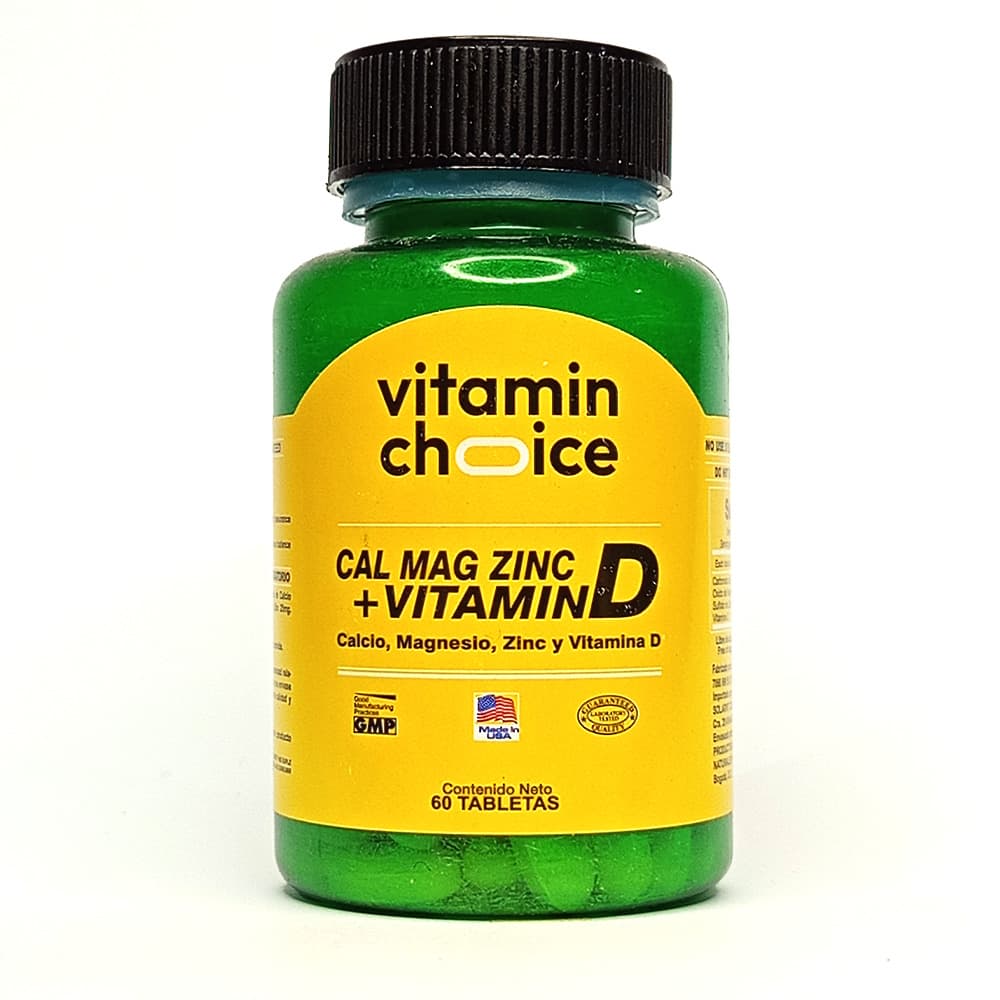 Calcio Vitamin Choice Magnesio Zinc Y Vitamina D Tabletas Frasco X 60