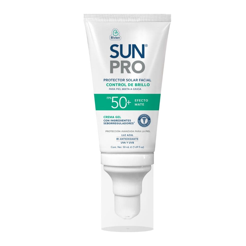 Protector Solar Facial Sunpro Crema Gel Spf 50+ Efecto Mate Tubo 50Ml