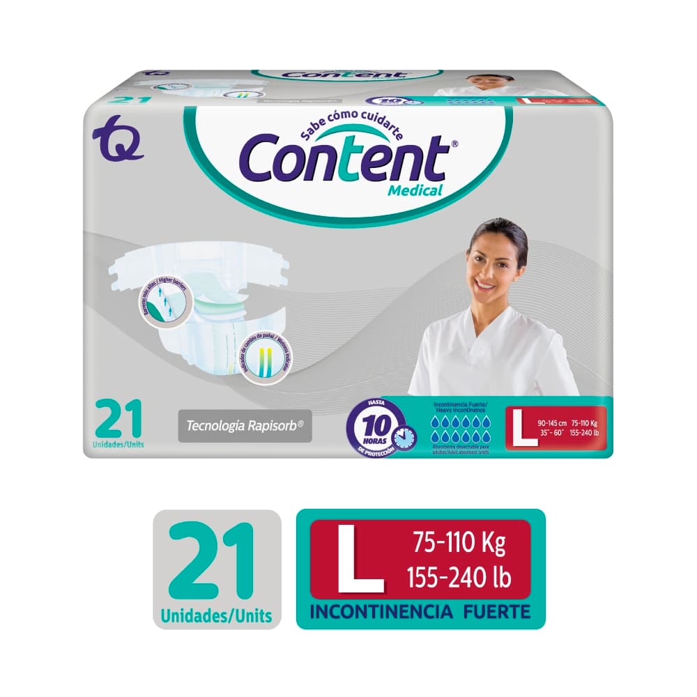 Pañal Content Medical Paquete Por 21 Talla L