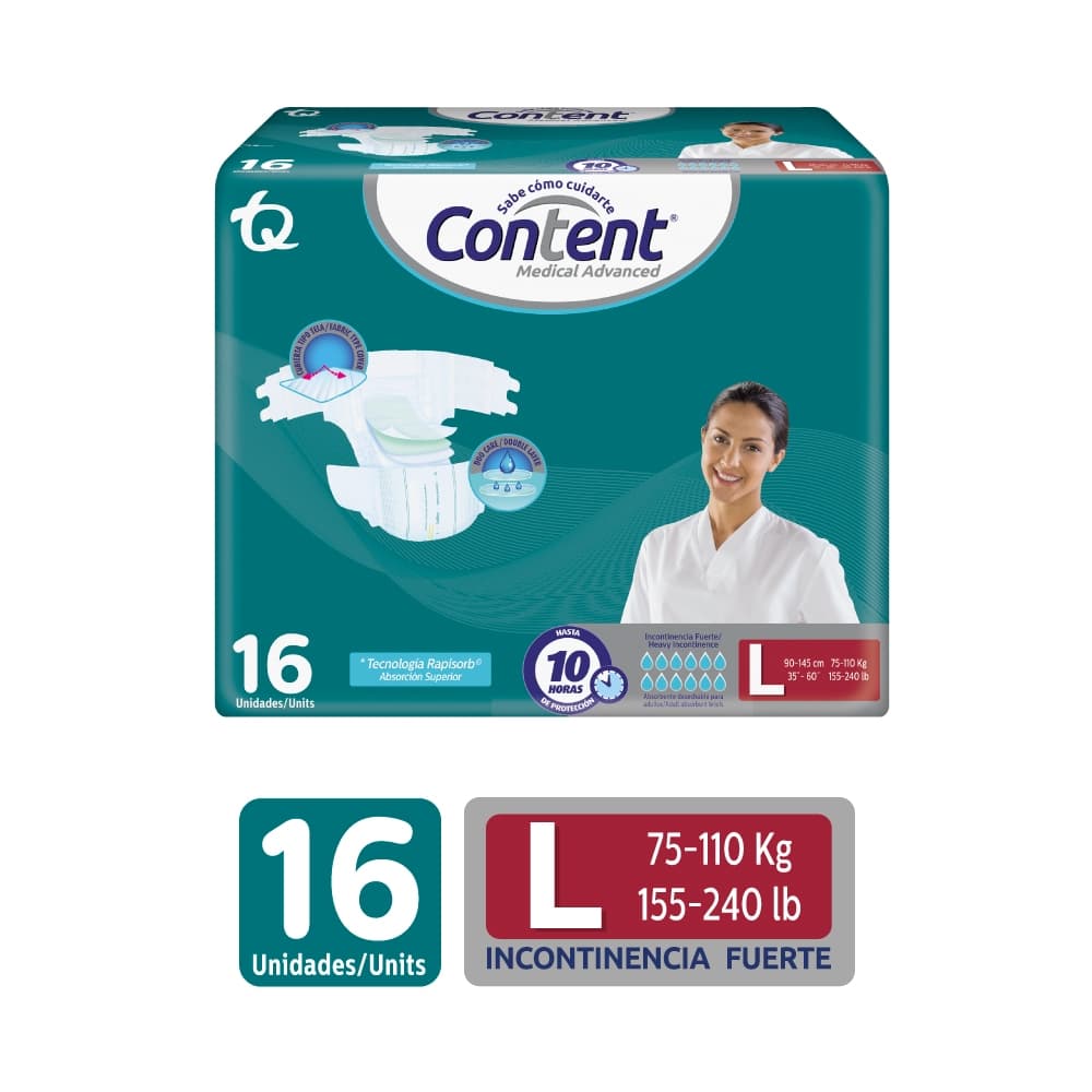 Pañal Content Medical Advanced Paquete X 16Und Talla L