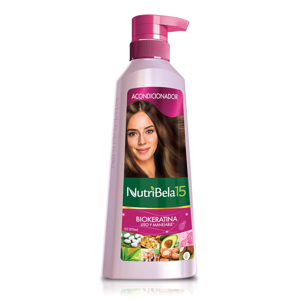 Acondicionador Nutribela 15 Biokeratina Liso Y Manejable Frasco 370Ml