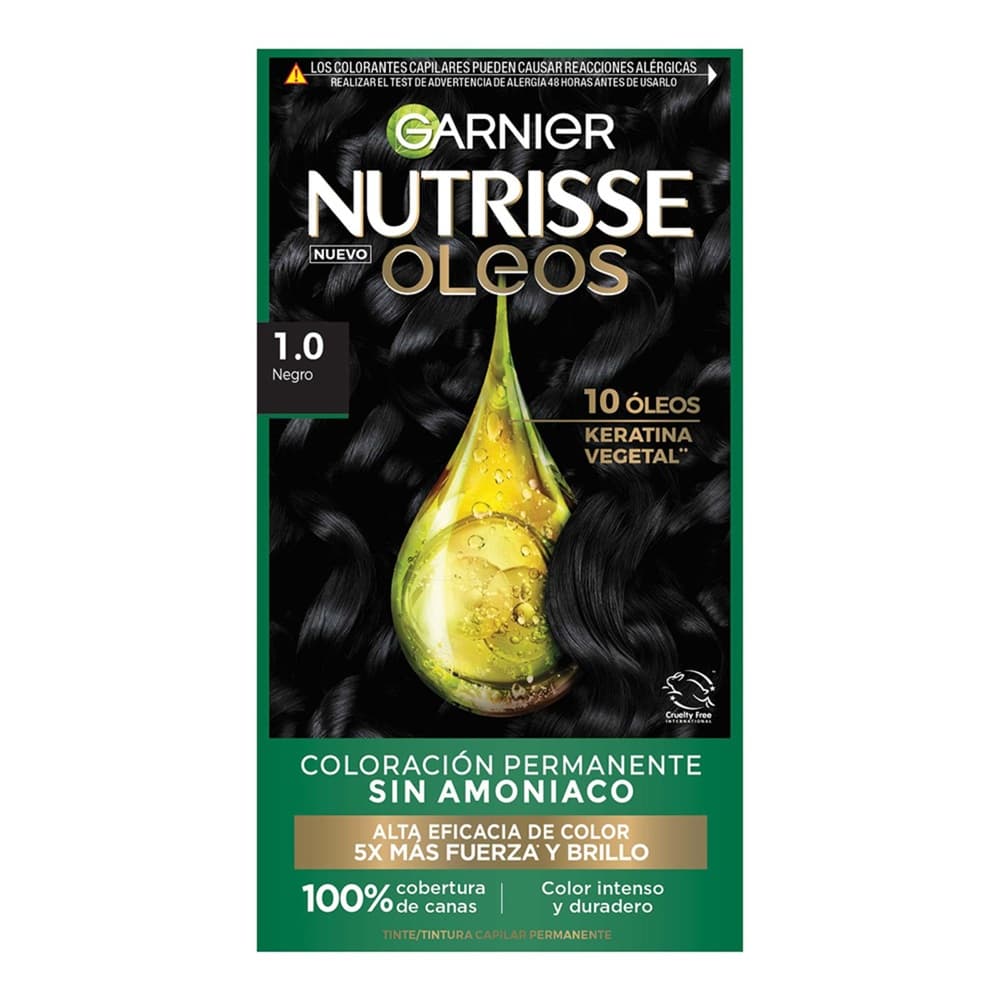 Tintura Garnier Nutrisse Oleos Tono 1.0 Negro Sin Amoniaco