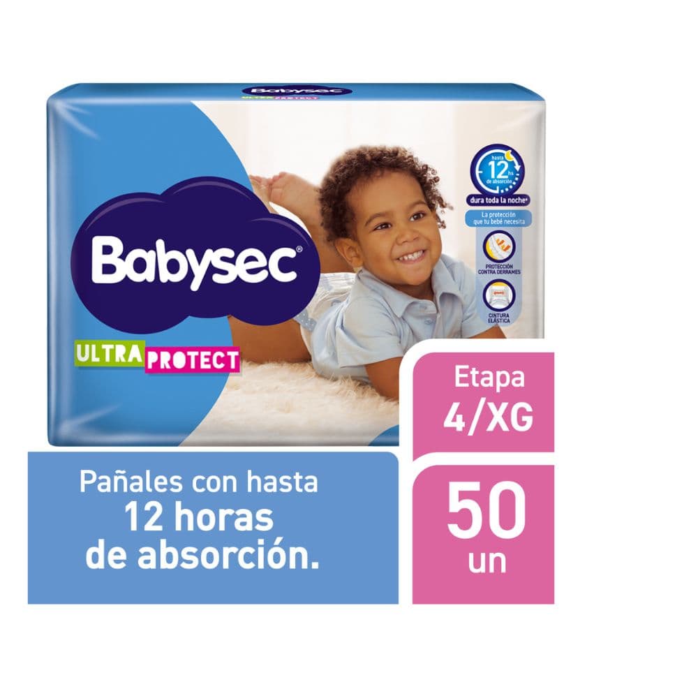 Pañales Babysec Ultraproctect Paquete Por 50 Etapa 4 Xg